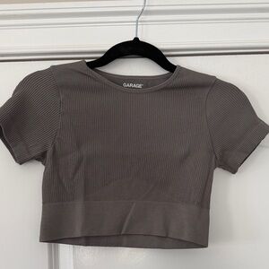 Garage Charcoal Ribbed Crop Top